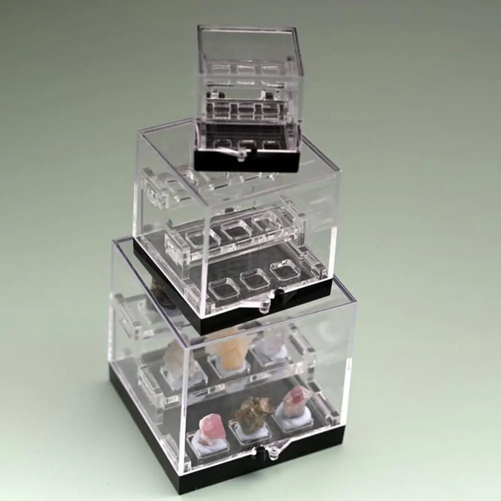 Acrylic Crystal Display Case Display Holder Display Rack Stones, Rocks & Gemstones Collection Organizers Three-layer Container