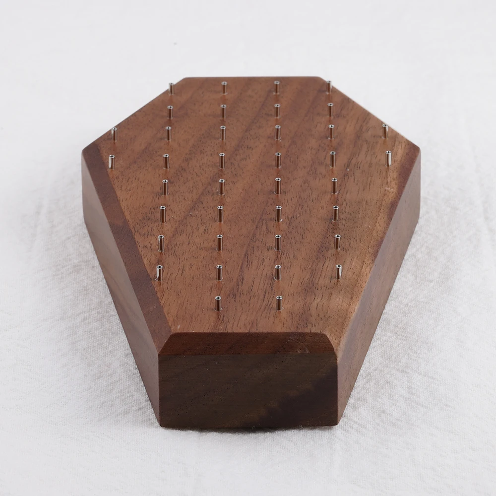 Neo-Gothic Coffin Black Walnut Solid Wood Display Stand for 16G 14G Piercing Jewelry Modern Display Holder with 38 Posts