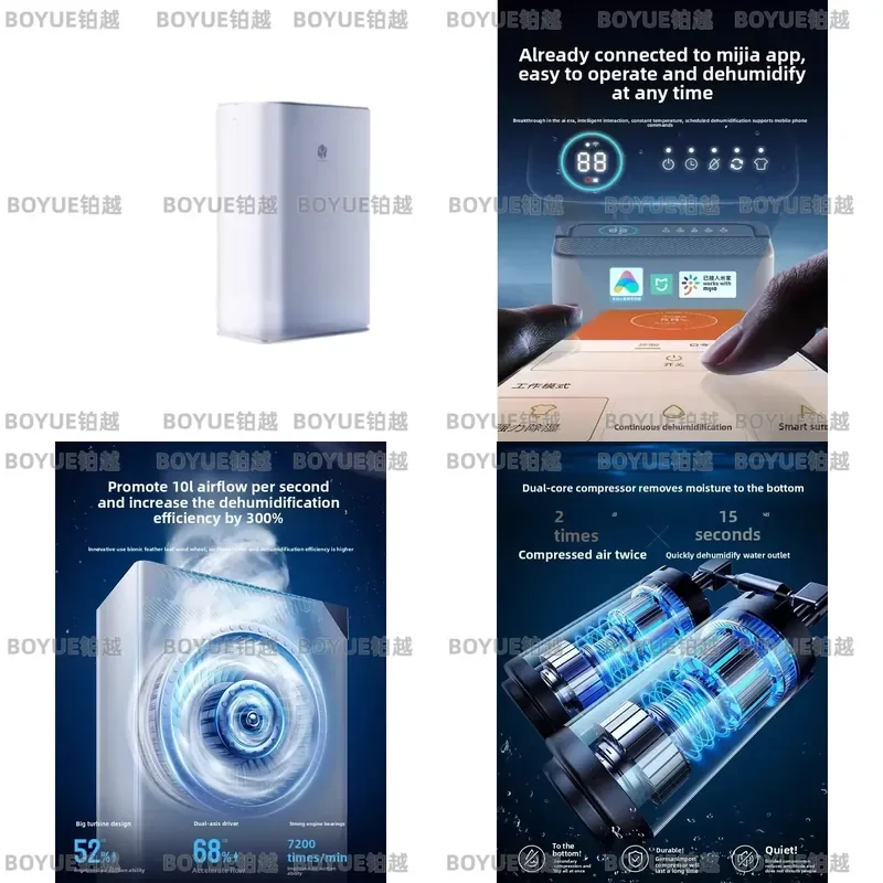 Portable Air Dehumidifier for Home Basement Quiet High Power Moisture Absorber Dryer Damp Remover Energy Saving Compact Unit