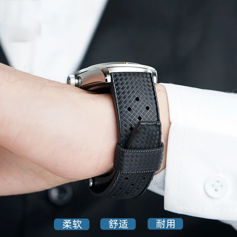 Correa de goma de 20mm para Blancpain FIFTY FATHOS BARAKUDA series 5008B 5008C 5008D 5008E accesorios de correa de reloj pulsera negra para hombre