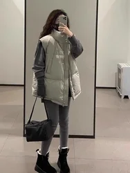 Zipper Loose Padded Cotton Vest for Women Solid Warm Working Waistcoat Woman Youthful Cold Demi-season Casual New Outerwear