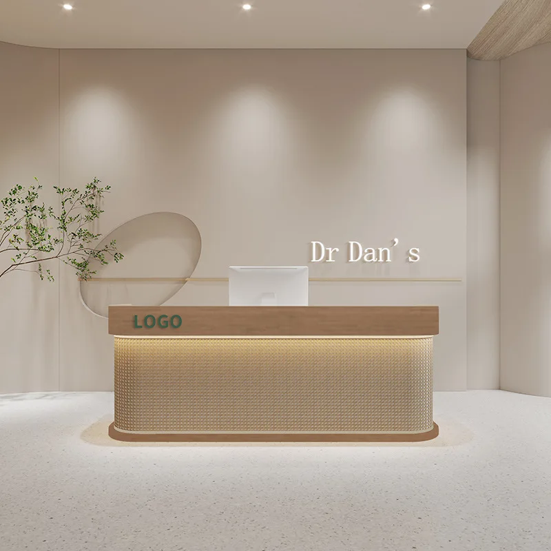 Clothing Store Checkout Counters Japanese-style Guesthouse Reception Desk Checkout Counters Vintage Rattan Furniture Kassa JT40C