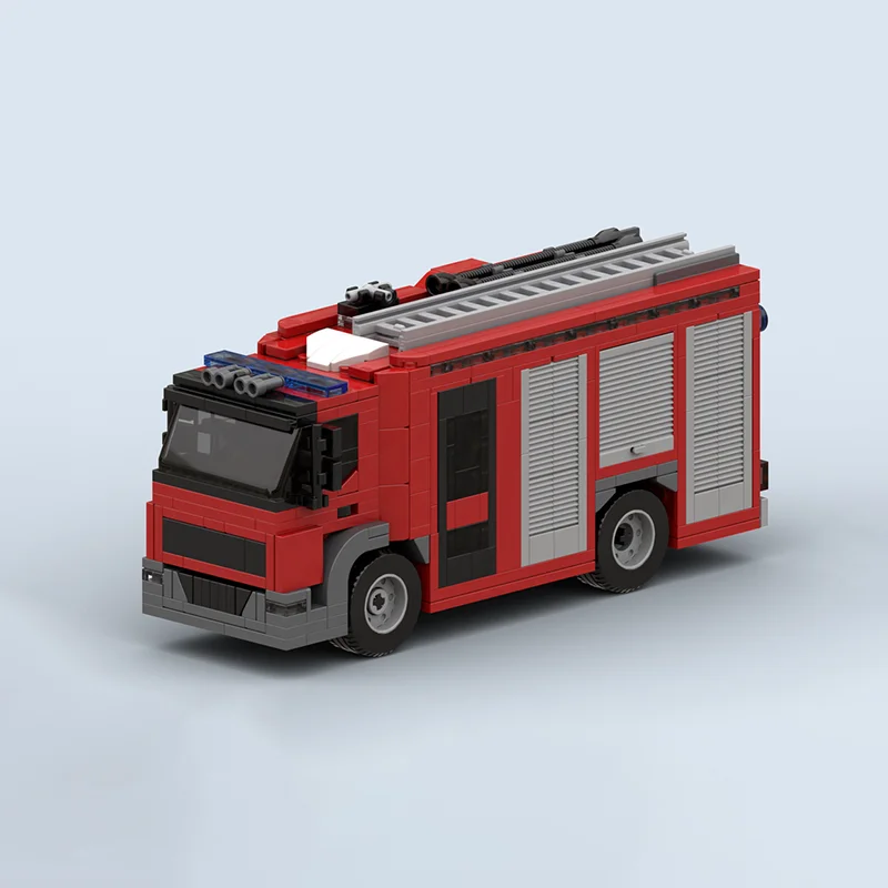Fire Fighting Vehicle Moc Building Blocks Fire Engine Model Technology Modular Brick DIY Assembly Construction Toy Holiday Gifts