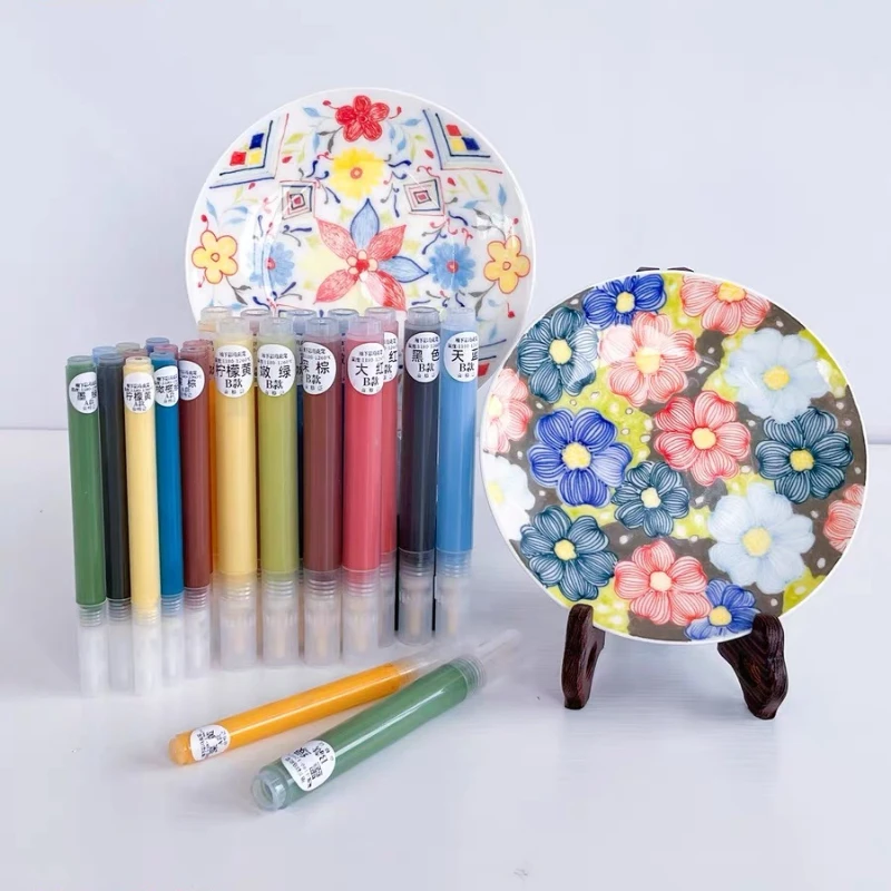 

Ceramic Paint 12 Color Set Underglaze Painting Water-based Marker Mid-High Temperature DIY Ceramic Painting Pottery Tools
