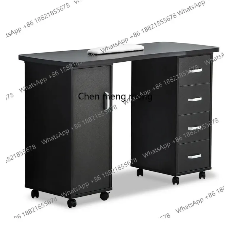 طاولة مانيكير سوداء A50 قابلة للإزالة مع تطريز وشم مانيكير بعجلة عالمية #2