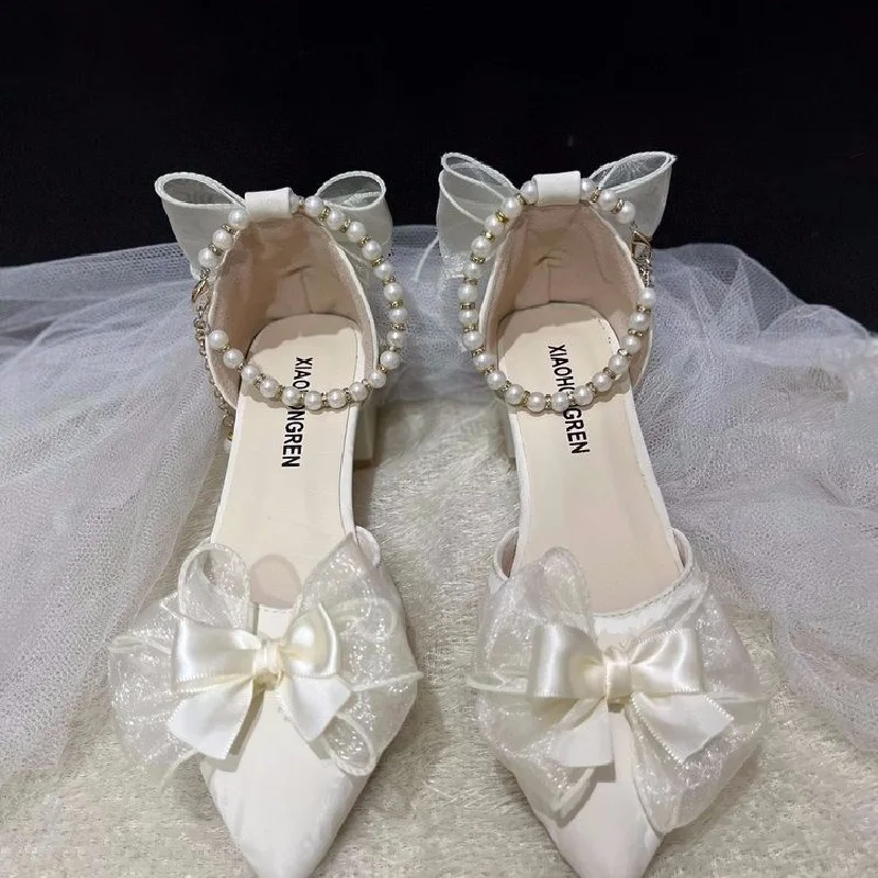 Flower Wedding Lolita Shoes Original Pointed Elegant Handmade Lo Shoes High Heels Lolita Sweet Adult Gift