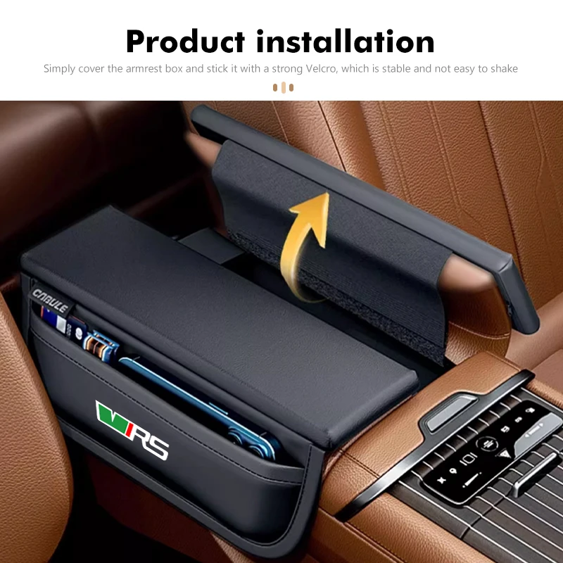 Universal Car Armrest Box Height Pad With Pocket Accessories For Skoda Superb Derivative Karoq Kamiq MK3 Fabia Rapid Favorit view 5