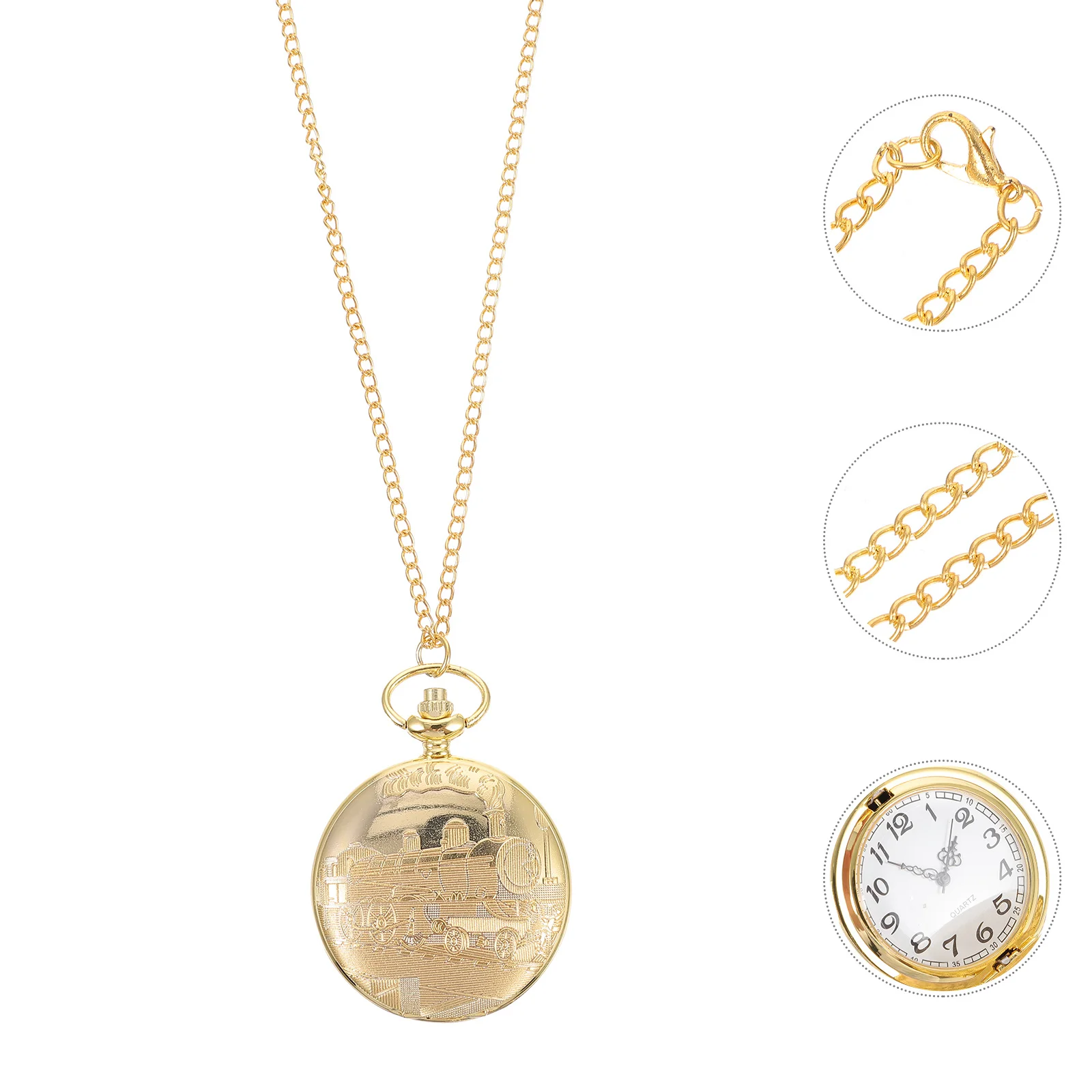 1Pcs Pattern Pocket Watch Vintage Design Durable Metal Souvenir Gift Hanging Timing Watch