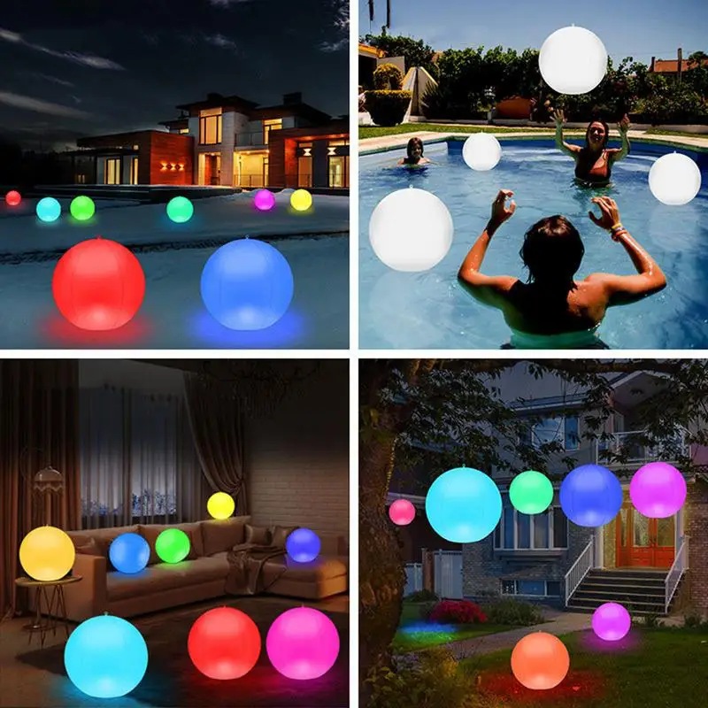 Ilumine bolas infláveis piscina praia jogos bolas para flutuante ao ar livre led nightlight para quintal verão piscina