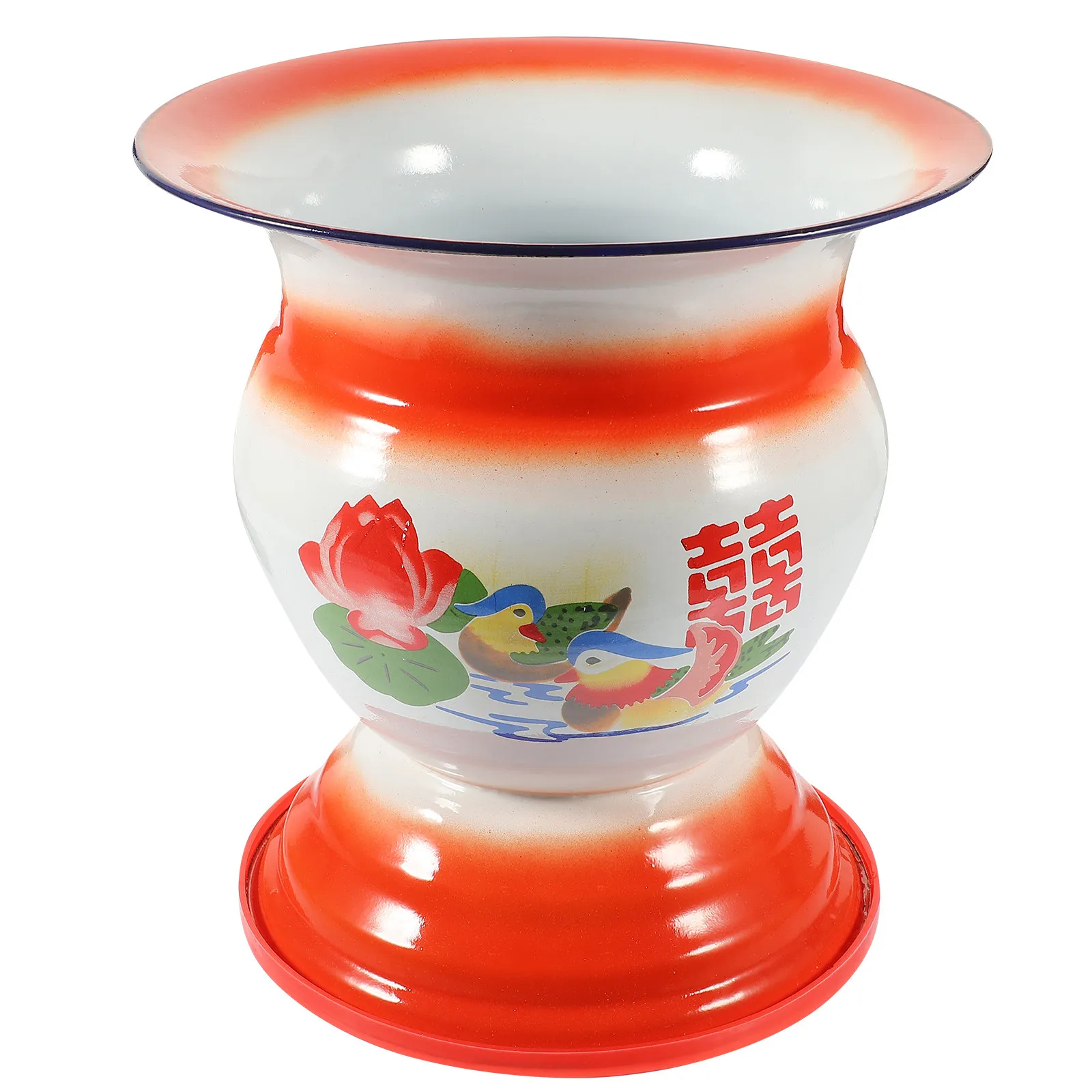 

1 шт. Стильная красная эмалированная корзина для фруктов с китайским иероглифом «Си», контейнер для хранения кухонных закусок, декор для рабочего стола, свадебный подарок