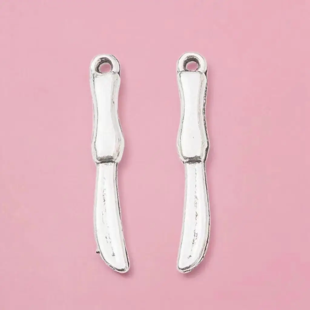 10/40Pcs/Lot Kitchen Charms Fork Spoon and Knife on Jump Ring Charms For Diy Handmade Necklaces Fashion Jewelry Making