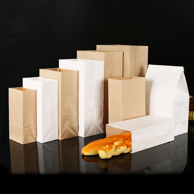 Brown Kraft Paper Bags - Flat Food Packaging Bags for Takeout, Snacks, Bakery, Tea, Home Storage, Merchandise, and Retail Use