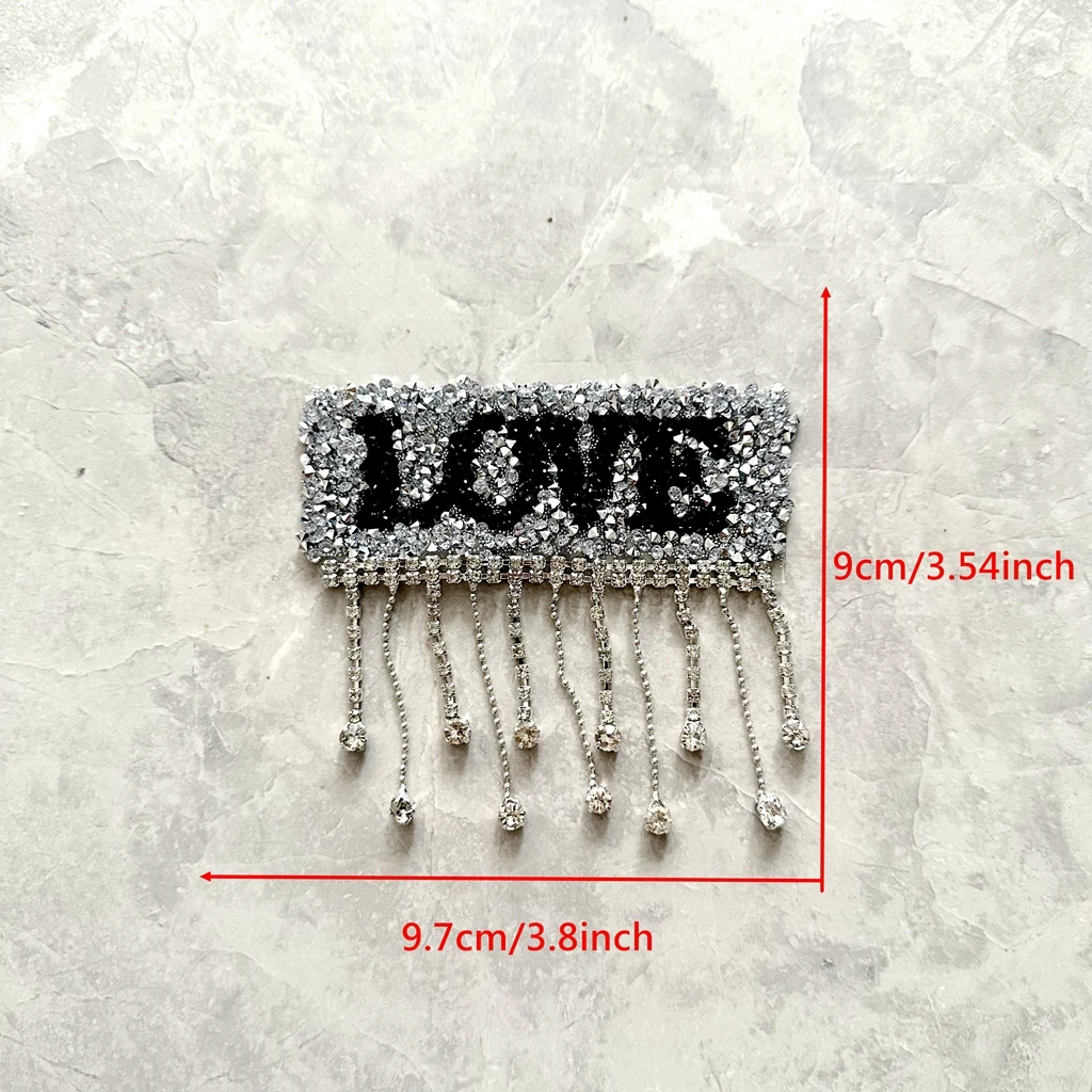 Iron on 3D Rhinestones Eye LOVE Diamond Lips Patches Handmade Sew on Heart Beaded Appliques for Clothes Bags