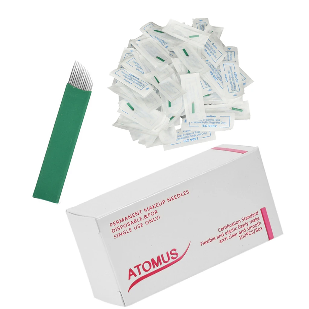 100 игл для микроблейдинга бровей, инструменты для макияжа