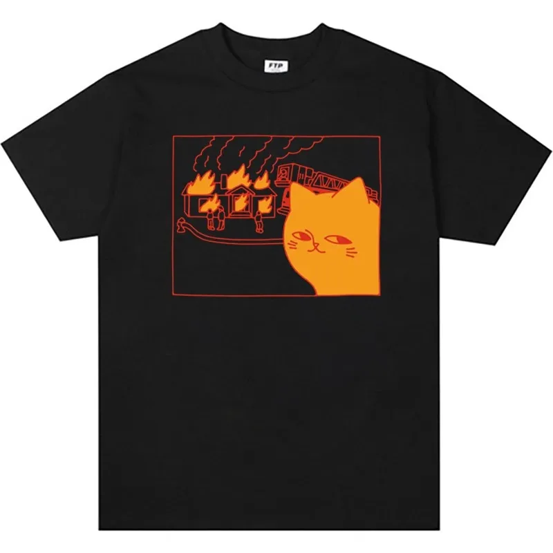 

Лето 2029, хлопковая футболка с забавным котом, забавная американская футболка, винтажная свободная футболка с короткими рукавами в стиле ретро для мужчин и женщин