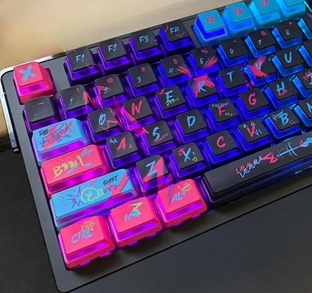 

Jinx anime character Mechanical Keyboard Kit Key Cap Three Mode 40% Layout Hot Plug Wireless Portable Customizable Game Keyboard