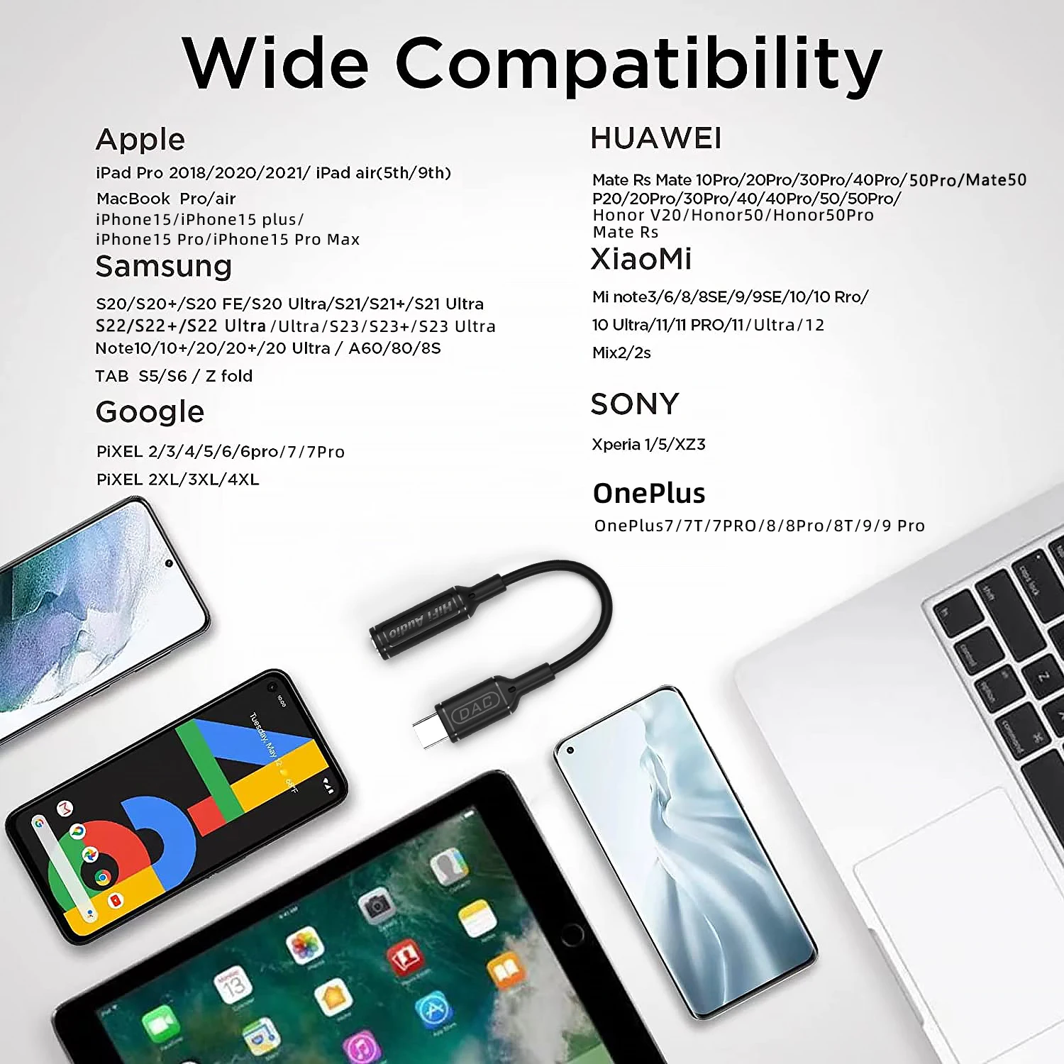 Hifi Audio Usb c إلى 3.5 ملم مهايئ الرافعة DAC لهاتف iPhone 15 Pro Max، Samsung S24 Ultra، Google Pixel 8 9 Pro Type C AUX Converter