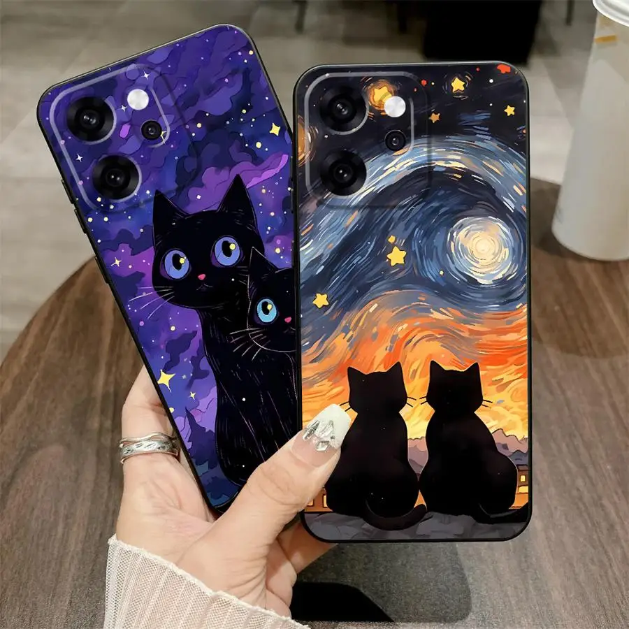 Мягкий чехол для телефона Oppo Reno A84 A93 A78 A96 A74 A83 F9 F11 F29 Reno 4F 5 6 7 8 10 11 14 A76 A98 Starry Sky Cat Мягкий чехол для телефона Oppo Reno A84 A93 A78 A96 A74 A83 F9 F11 F29 Reno 4F 5 6 7 8 10 11 14 A76 A98 Starry Sky Cat