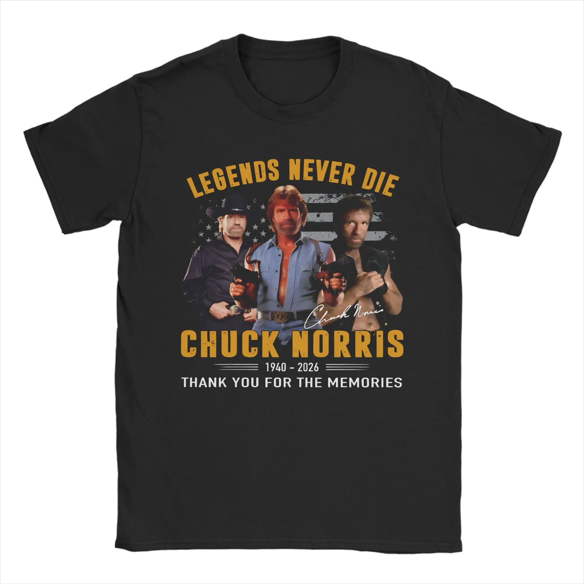 Legends Never Die Chuck-Norris Cotton T-Shirt For Men Summer  Y2K Fun T Shirts Harajuku Tees Big Size Wholesale Clothes