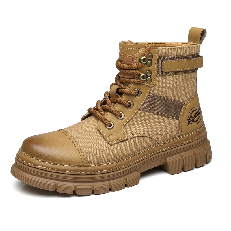 Lynjacye 2026 Mid Cut Mens Retro Boots Wear-Resistan Motorcycle Ankle Boots Leisure Comfort Vintage Style Boots