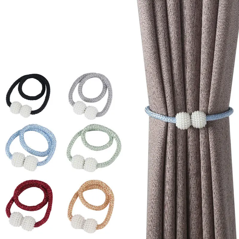 3Pcs Simple Home Magnetic Curtain Tieback Hook Magnetic Buckle Strap Tie Rope Wild Free Punch Bedroom Living Room Curtain Buckle