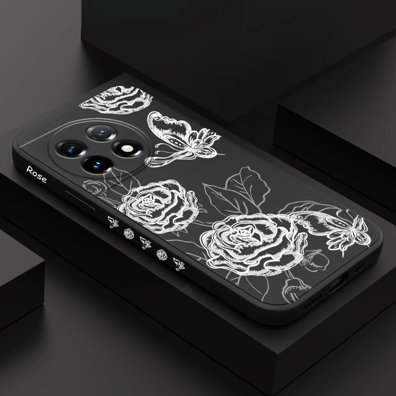 

Peony Flower Shadow Phone Case For Oneplus 13 13R 12 12R 11 11R 10 10R 10T 9R 9RT 9 8T 8 7 7T Pro 5G Liquid Silicone Cover