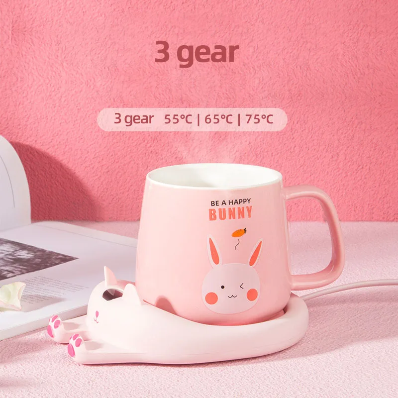 Cute Cats Dogs Cup Warmer Coffee Mug Heater Milk Tea Water Heating Pad Warmer Coaster 3 Constant-temperatures Auto-off Best Gift