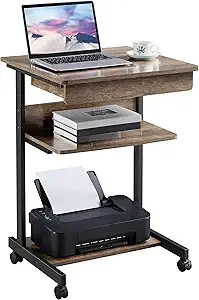 

Rolling Computer Desk or Small Spaces, Laptop Computer Desk with Wheels, Mobile Standing Desk Compact Student Bede Table Taupe W