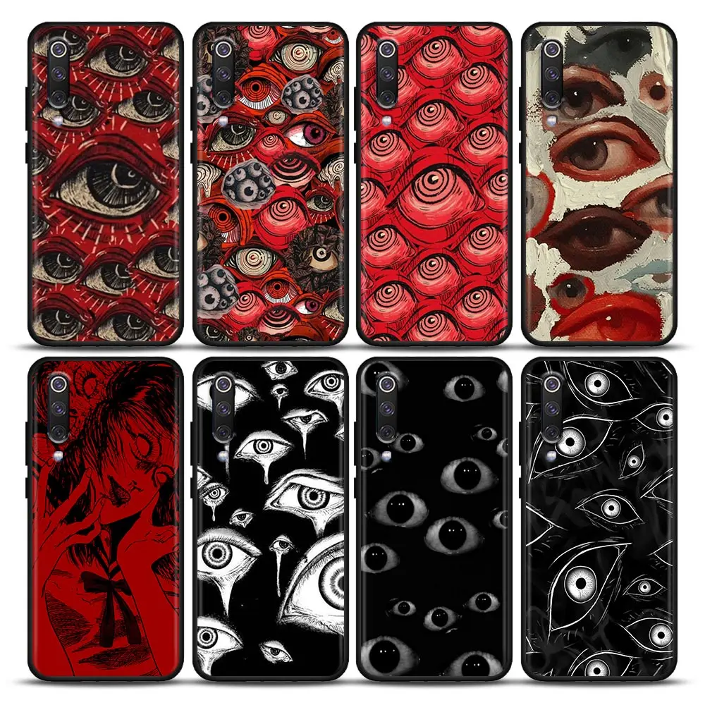 Black Scary Face Eyes Phone Case For Xiaomi 10T 11 12 11T 12T 13 13T POCO X3 X4 X5 M3 M4 M5 M6 F5 F6 PRO 5G Case Funda Capa