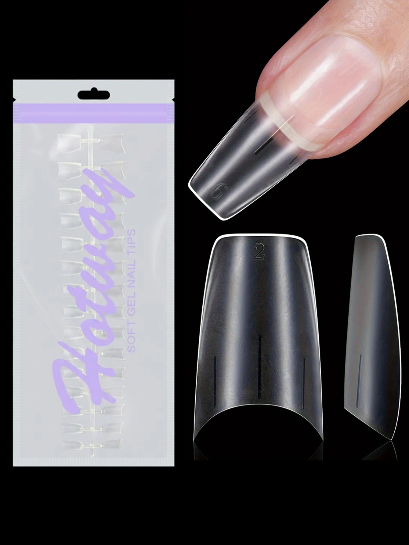 HOTWAY Hailey 120/240/300/360/450 semi adhesive fake nails, short to medium coffin shaped, 12 acrylic nail tips, DIY wearable na