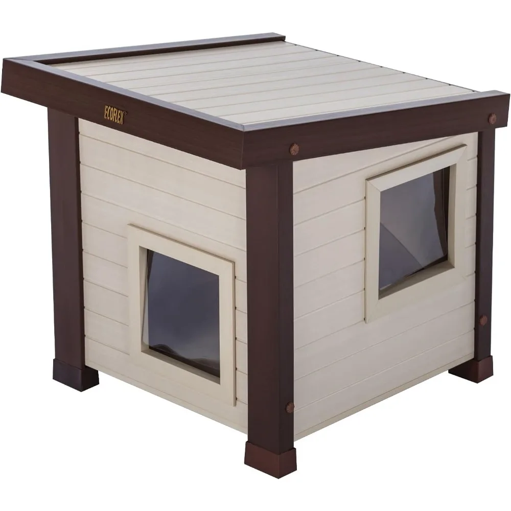 ECOFLEX® Albany Outdoor Feral Cat House, Multiple Cats, Easy Assembly, 2 Vinyl Door Flaps, Moisture & Odor Resistant