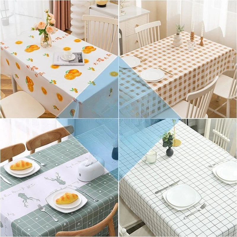 PEVA Material Tablecloth, Dining Table, and Seat Cushion, Waterproof and Oil Resistant Rectangular, Lightweight and Luxurious