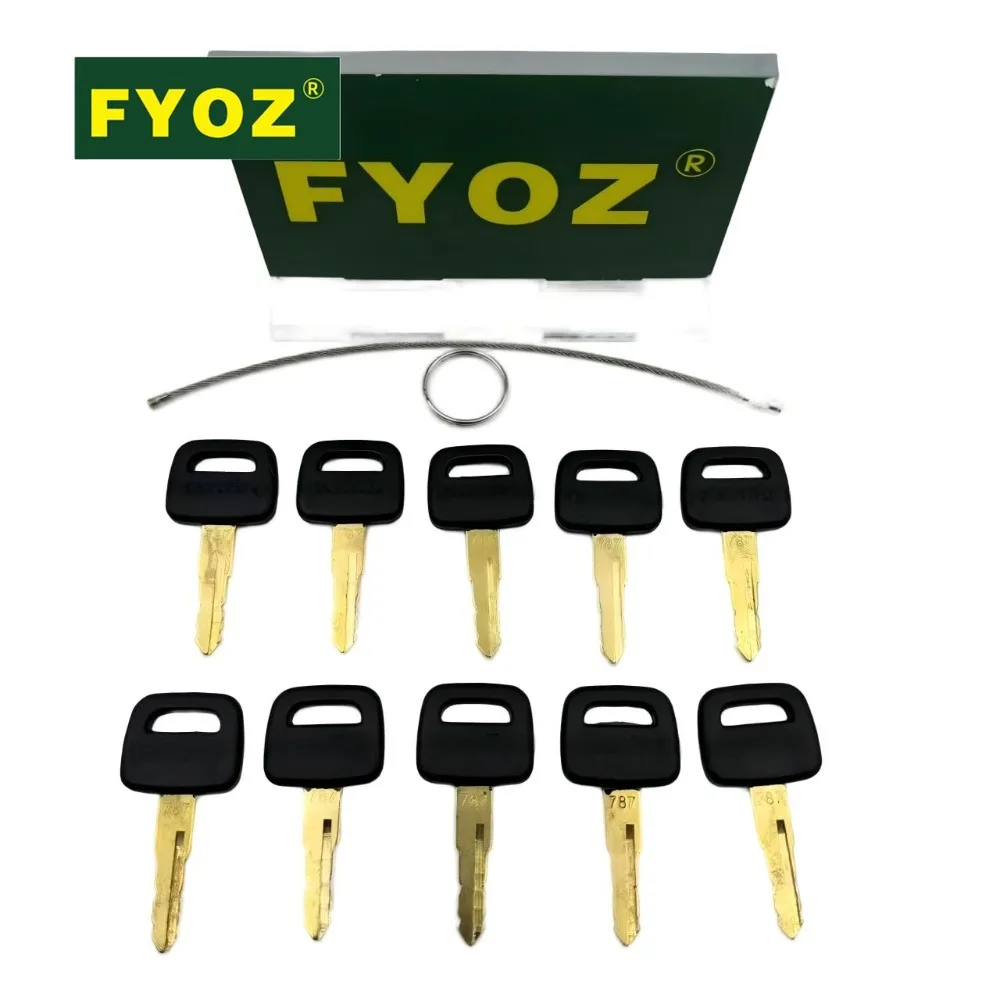 10PCS For Komatsu 787 Suitable for Heavy Equipment Black Handle Key Excavator Bulldozer Loader Backhoe Starter