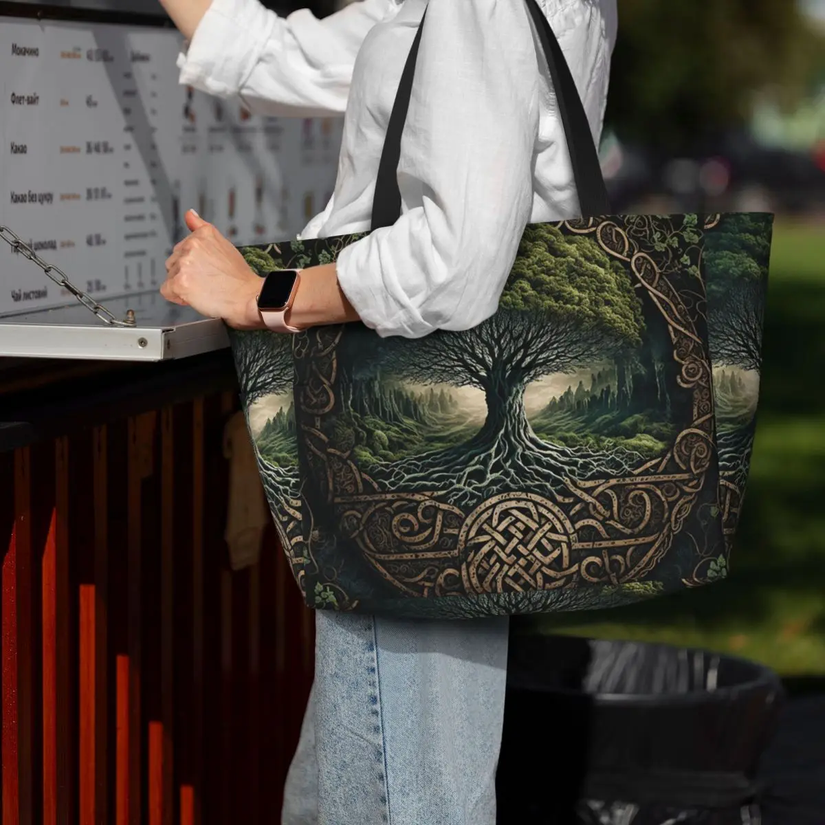 

Yggdrasil Tree Of Life Celtic 7 Beach Tote Bag Sport Gym Yoga Duffle Large Tote Bag Women Travel Bag Fitness bag