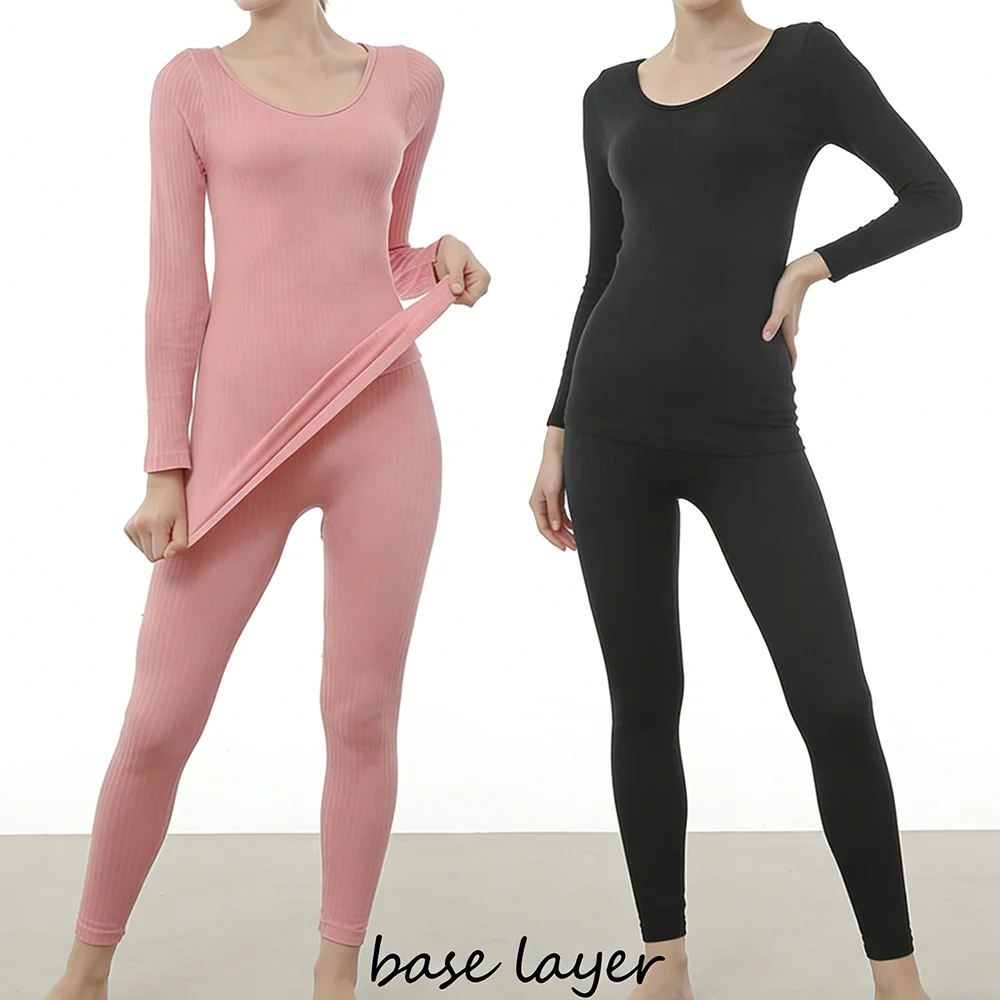 

1 комплект, теплое термобелье, сексуальное женское нижнее белье, длинные кальсоны, женские комплекты в форме, женская термооснова с круглым вырезом, одежда