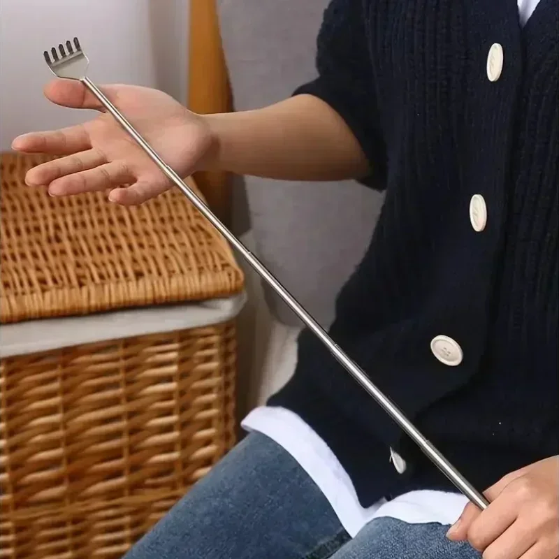 خادوش ظهر قابل للسحب من الفولاذ المقاوم للصدأ ، أداة محمولة لتخفيف الحكة ، قطعة أثرية غير قابلة للخدش ، قابلة للتمديد ، من خلال #4