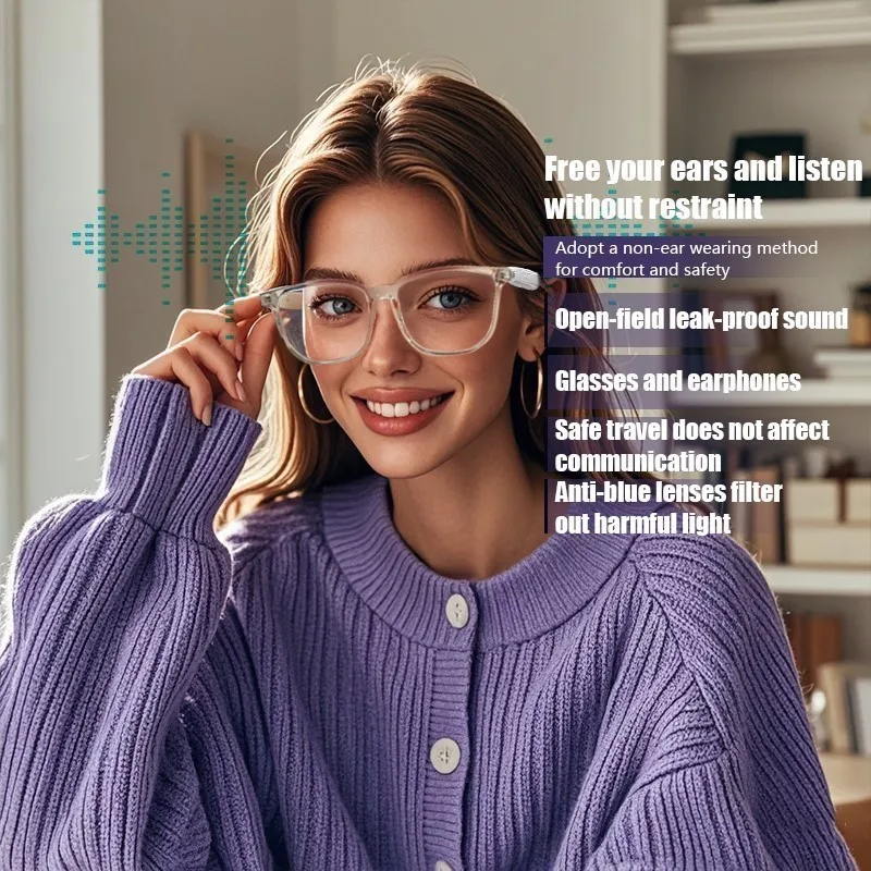 GS03 Smart Glasses BT5.3 Bluetooth Glasses Smart Touch Audio Music BT Calling Remote Camera AI Voice Assistant for Men Women