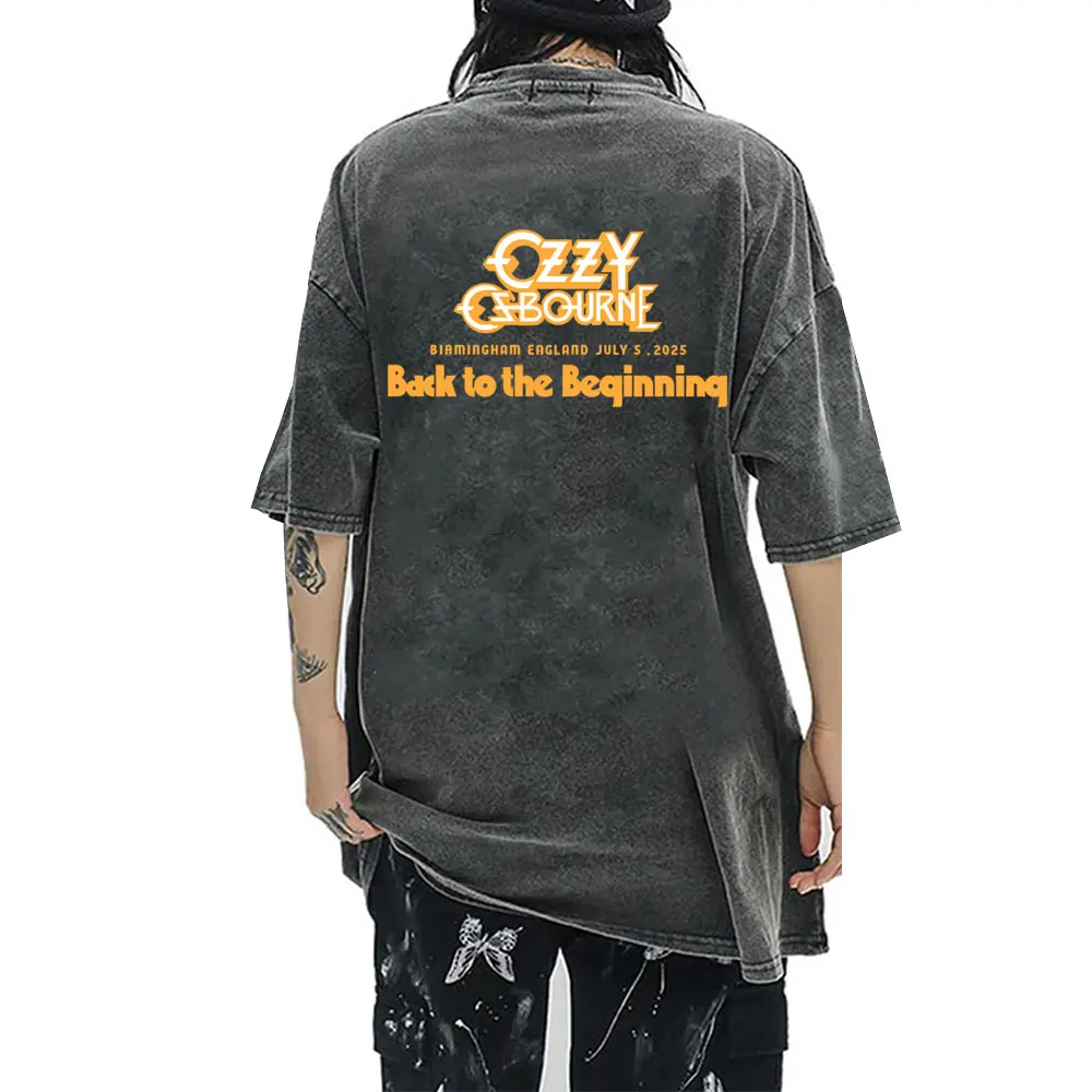 

Vintage Washed Black Sabbath Band Ozzy Osbourne Back To The Beginning T-shirt Men Women Heavy Metal Rock Tshirt Male T Shirts