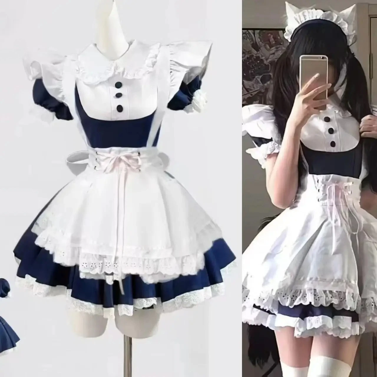 المرأة خمر جديد قصير الأكمام Harajuku الكورية موضة القوطية الأسود لوليتا 3 قطعة فساتين مجموعات سليم صالح Kawaii لوليتا فستان