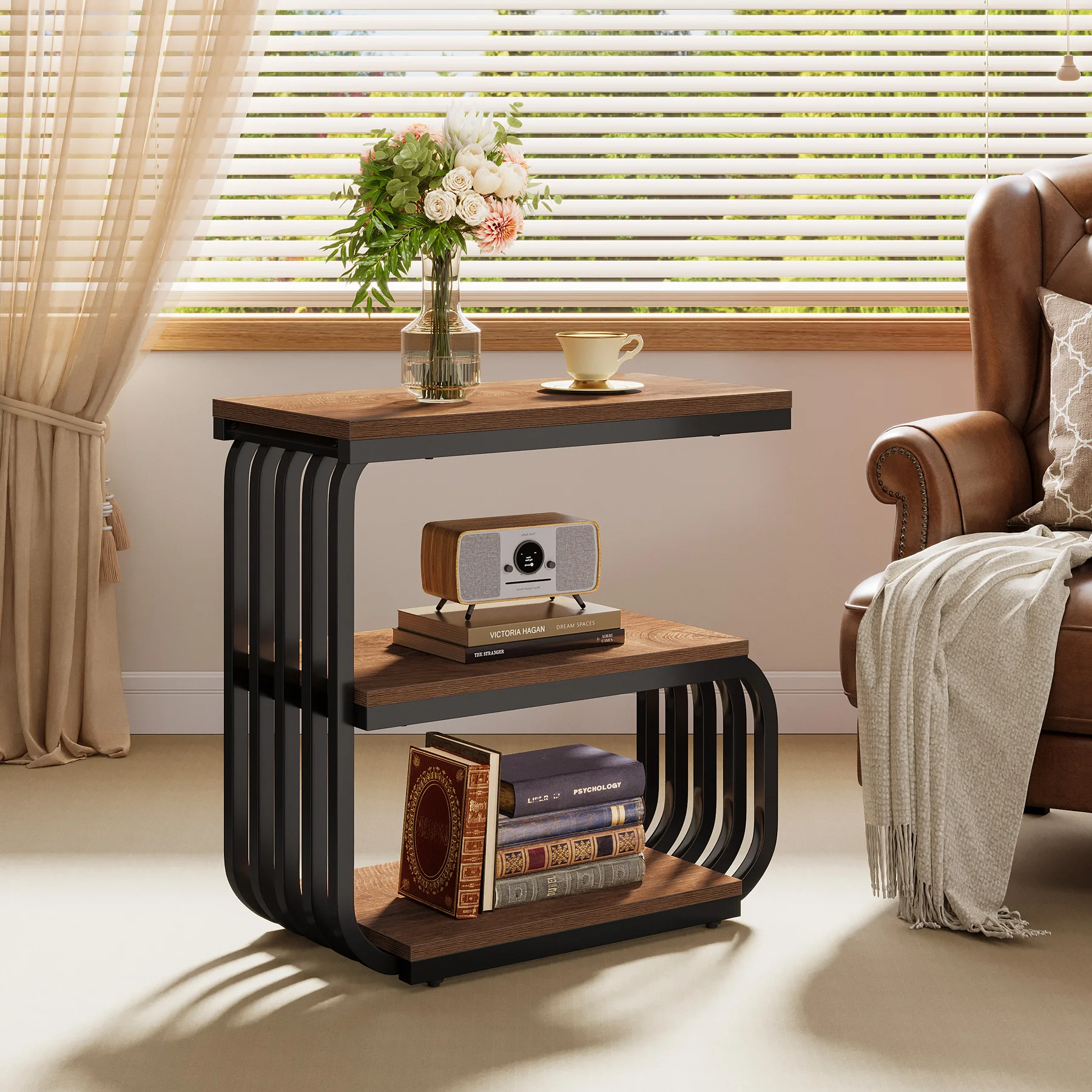 LITTLE TREE Small End Table, Narrow Side or Bedside Stand, 3