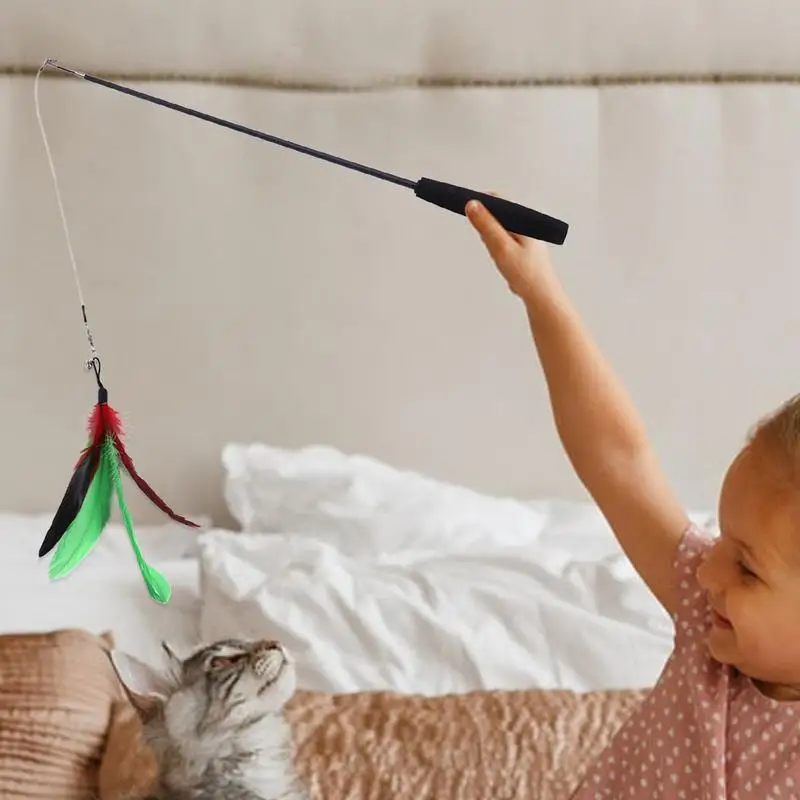 Искусственные игрушки, 8 шт., игрушечная палочка для кошек, искусственная игрушка, интерактивный Ловец, безвредное зеленое смешное упражнение для помещений