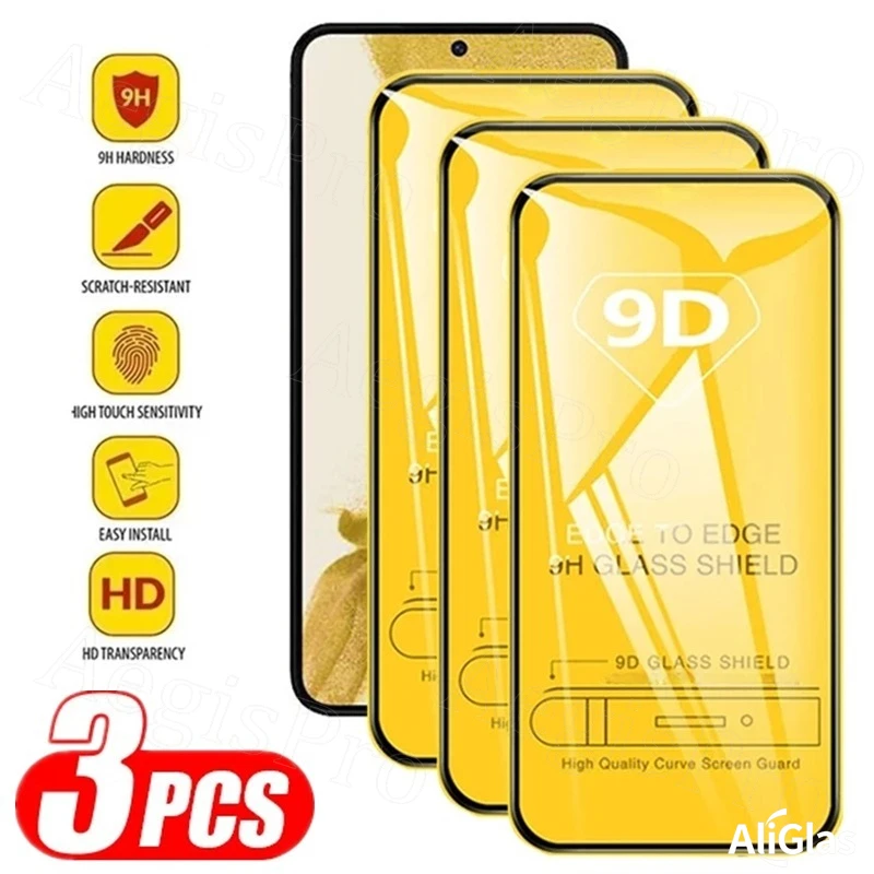 

3Pcs 9D Full Cover Screen Protectors for Realme 11 12 13 14 Pro Master for Realme GT2 GT5 GT7 Pro Anti-Scratch Protective Glass