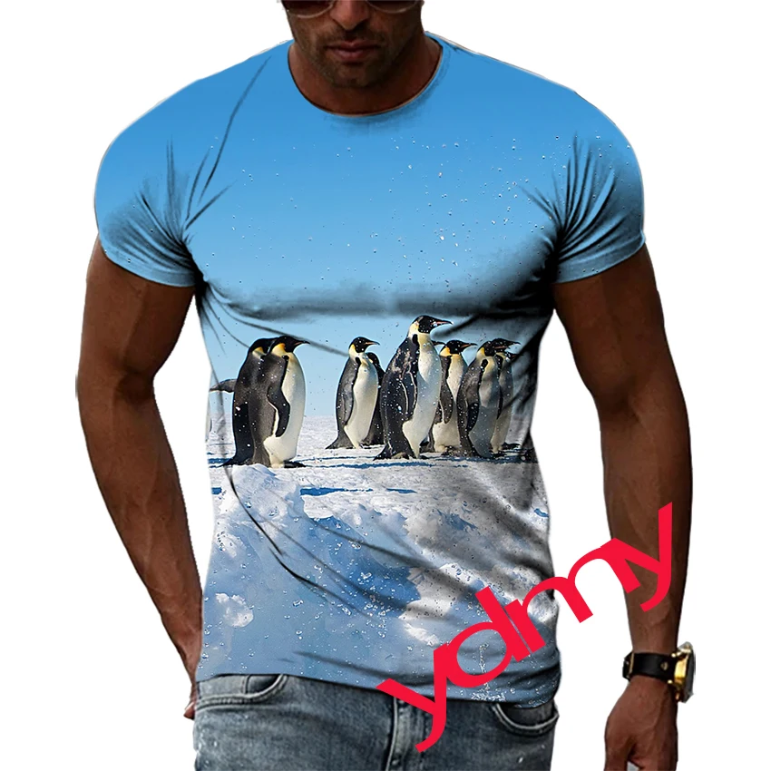 

Summer Tide Fashion Penguin Picture Men T-Shirts Casual 3D Print Tees Hip Hop Personality Round Neck Short Sleeve Tops