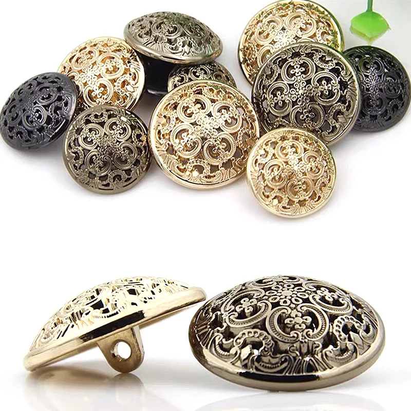 European Retro Hollow Carved Golden Buttons for Clothing Handmade DIY Blouse Buttons Sewing Accessories Vintage Jacket Buttons