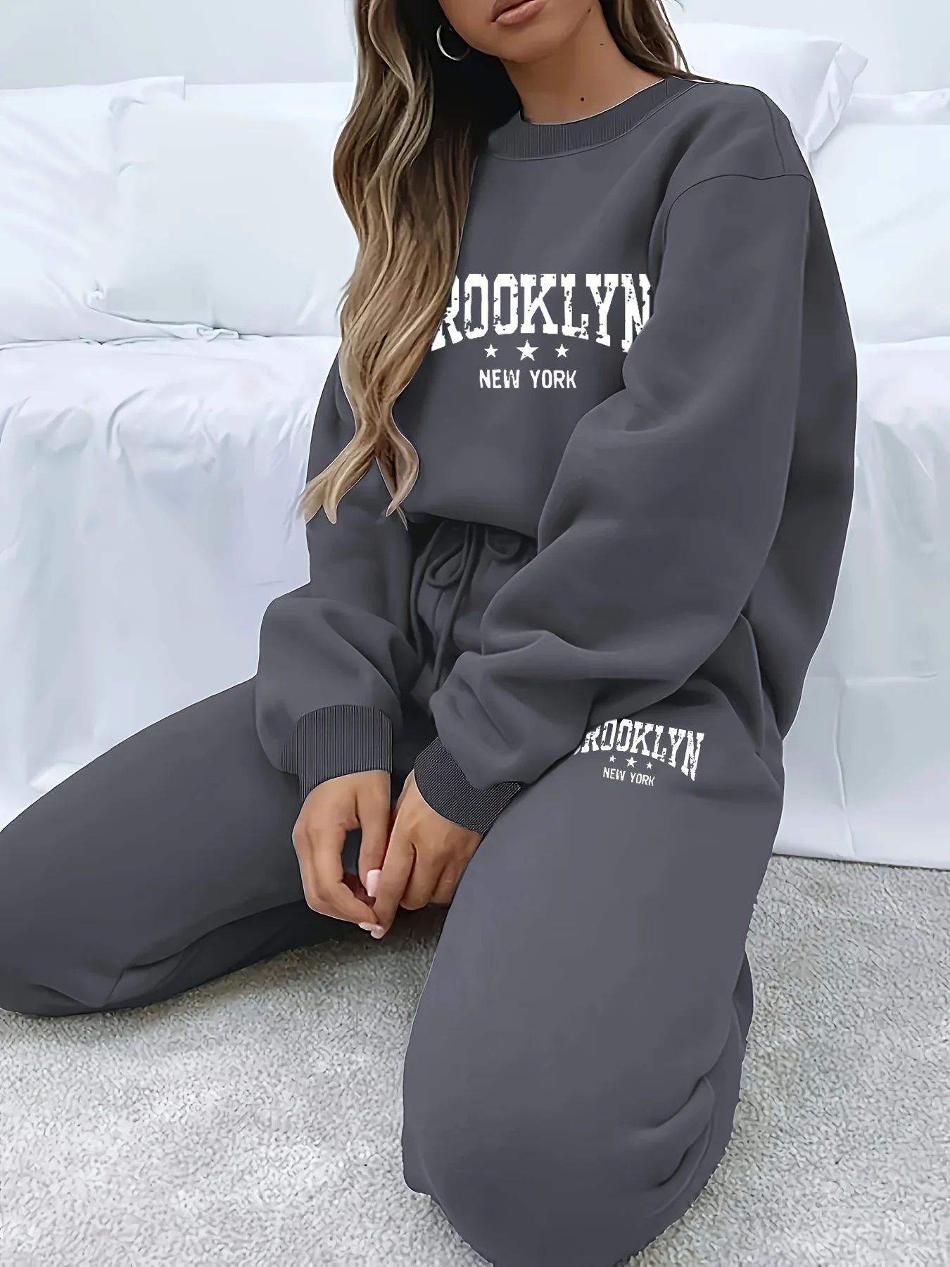 Autumn Winter Women\'s Sweater Pants Set Women Hoodie set Street Hip Hop Clothing Casual Female Clothing Plush sweatshirt