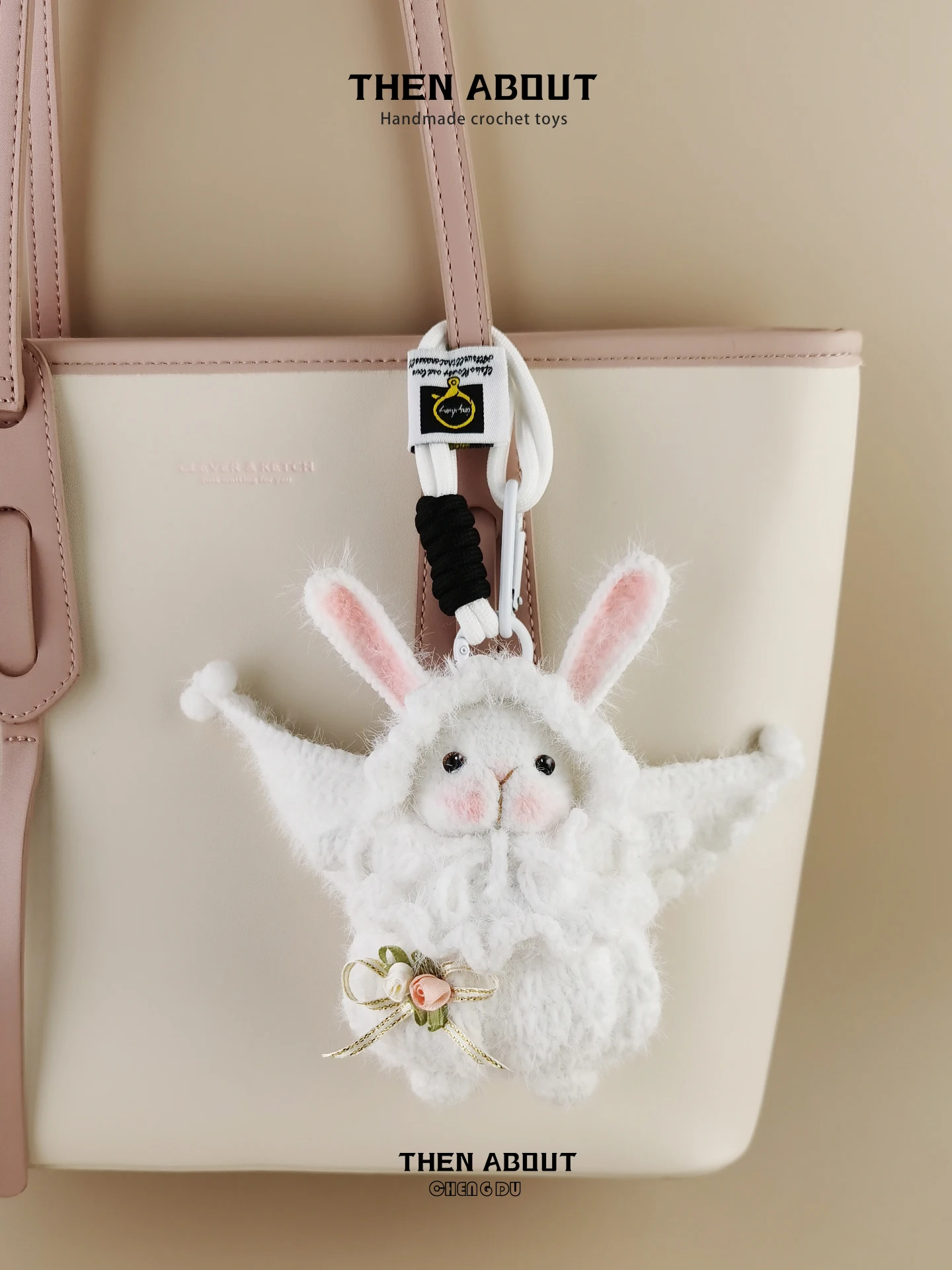 Cute Angel Sugar Rabbit Doll Backpack Bag Pendant Decorations School Bag Ornaments Plush Toy Gifts