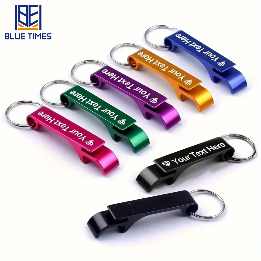 Bluetimes 50pcs Personalized Bottle Opener Key Chain Engraved Wedding Favors Brewery Hotel Restaurant Logo Party Private Gift