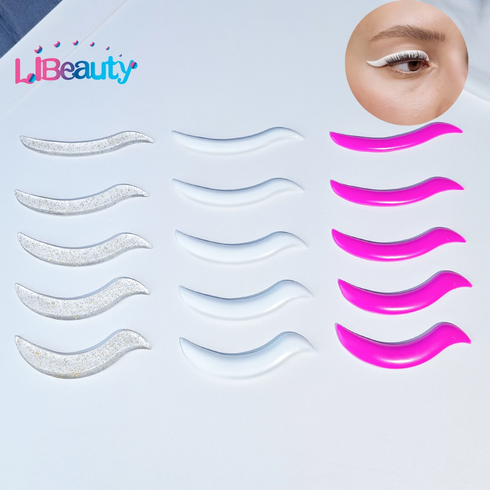Libeauty 10Pcs Super Sticky Silicone Eyelash Perm Rod Sticky Lash Lift Shield Eyelashe Curler Accessories Applicator Makeup Tool