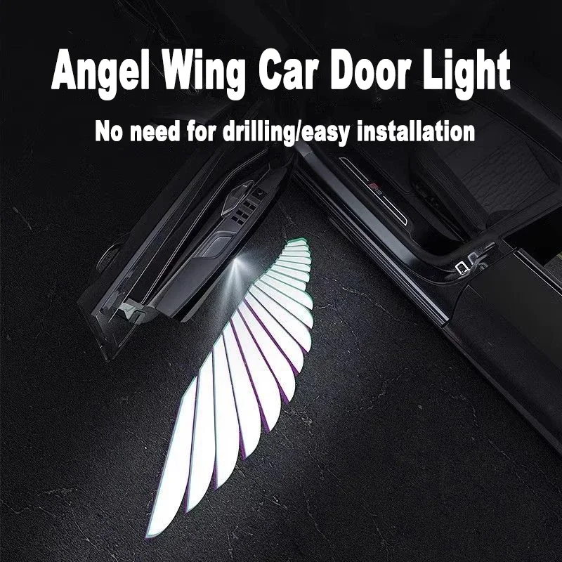 

2PCS Angel Wing car door projection light, car welcome light, car interior decoration, Wireless Projection LED Accessories