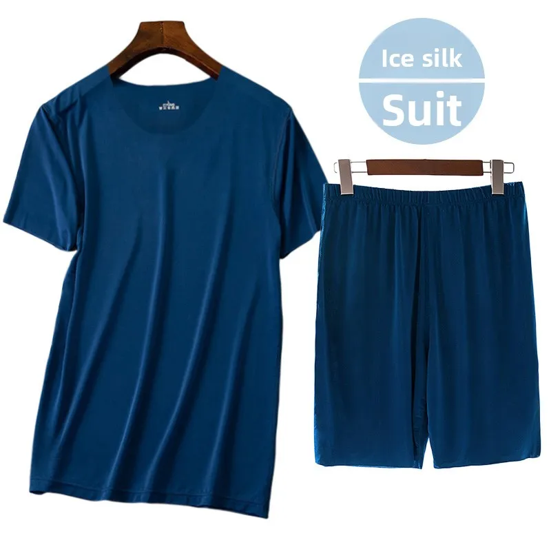 

Men's Ice Silk Sl Spwear Set Breathable Qui Dry Fitn Sportswear T-irt orts 2 Piece Casual Home Comfortable